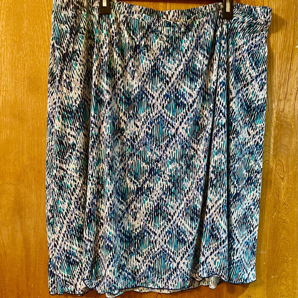 Cato Blue/Teal/White Fun A-Line Skirt 22/24W